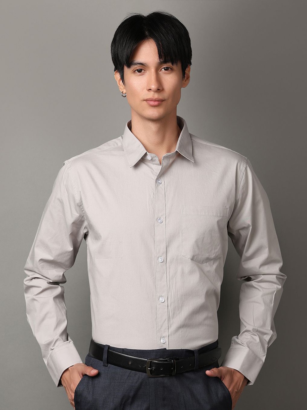 

J White by Vmart Men Solid Opaque Formal Shirt, Grey