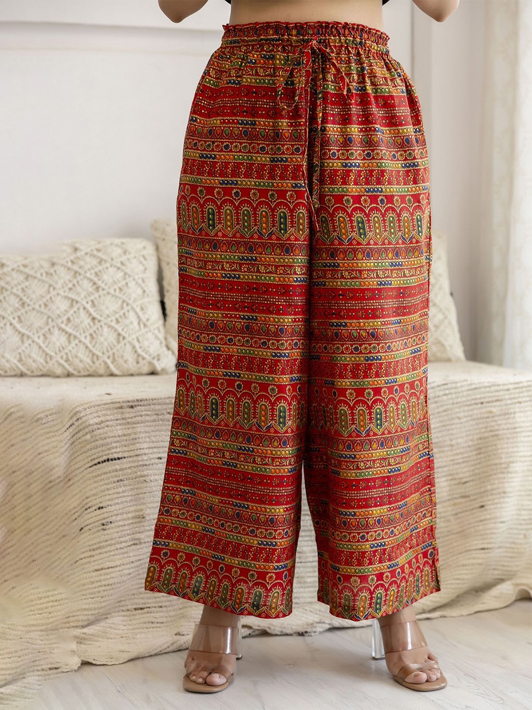 

Nayo Women Ethnic Motifs Printed Ethnic Palazzos, Red