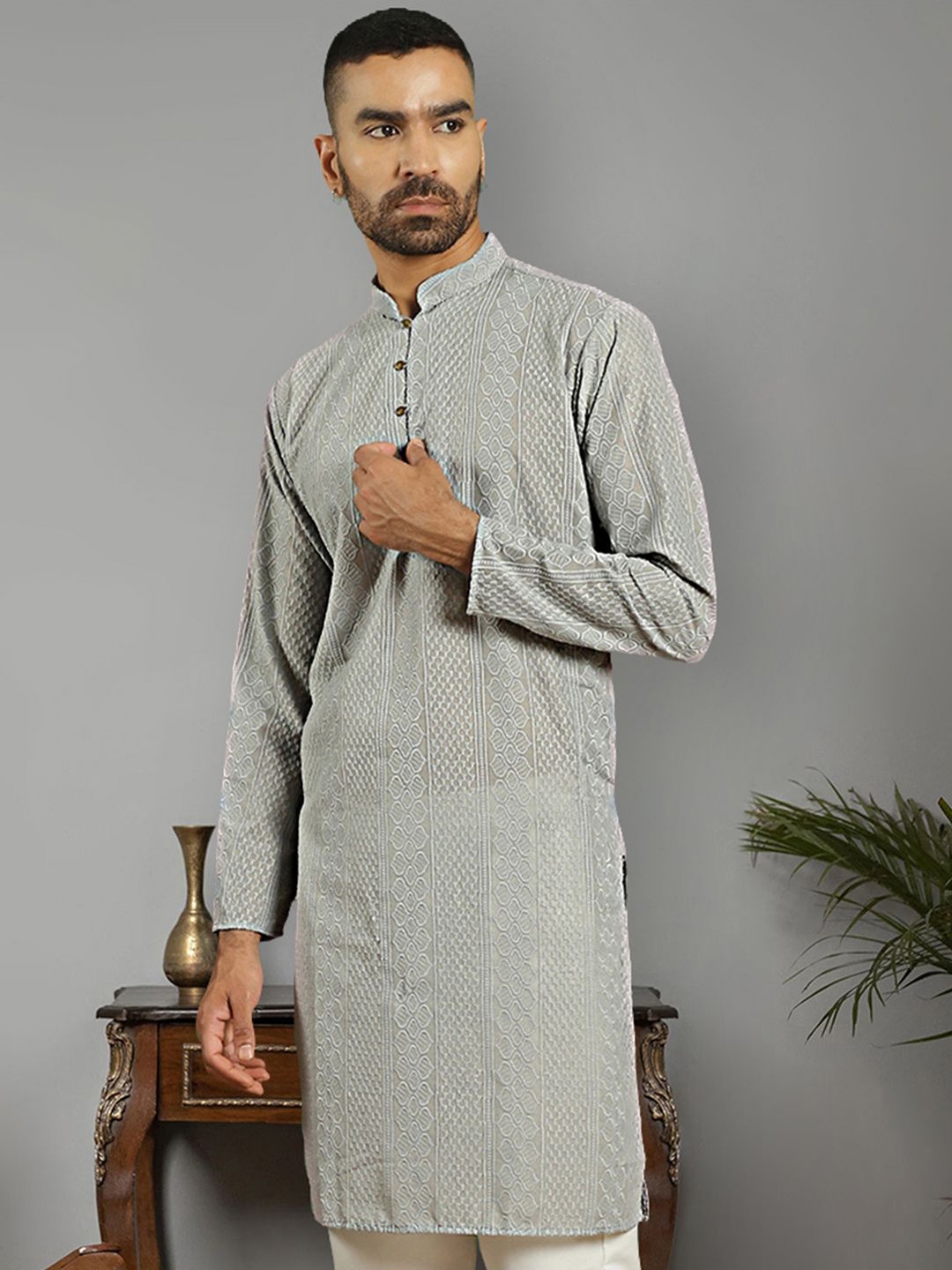 

Jompers Men Anarkali Kurta, Grey