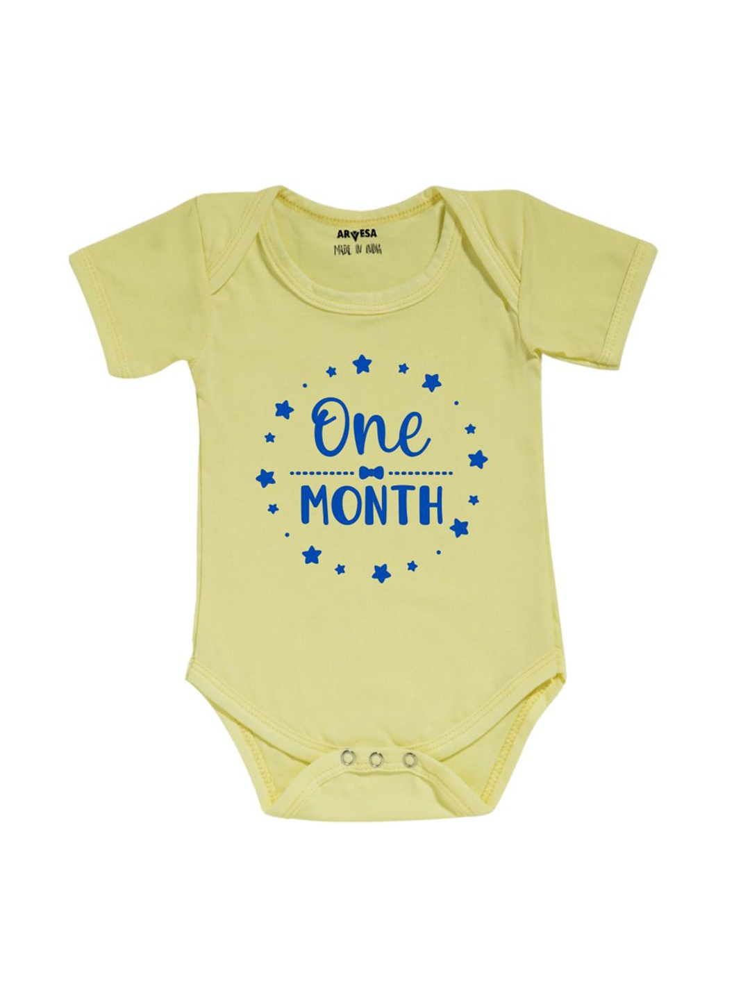 

Arvesa Infant Printed Round Neck Cotton Bodysuit, Yellow