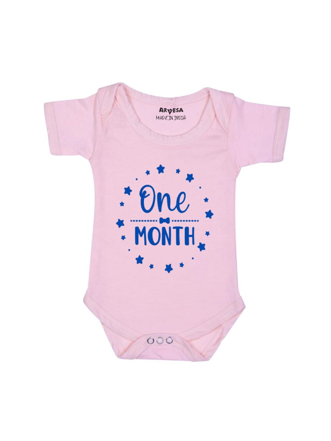 

Arvesa Infant Printed Round Neck Cotton Bodysuit, Peach