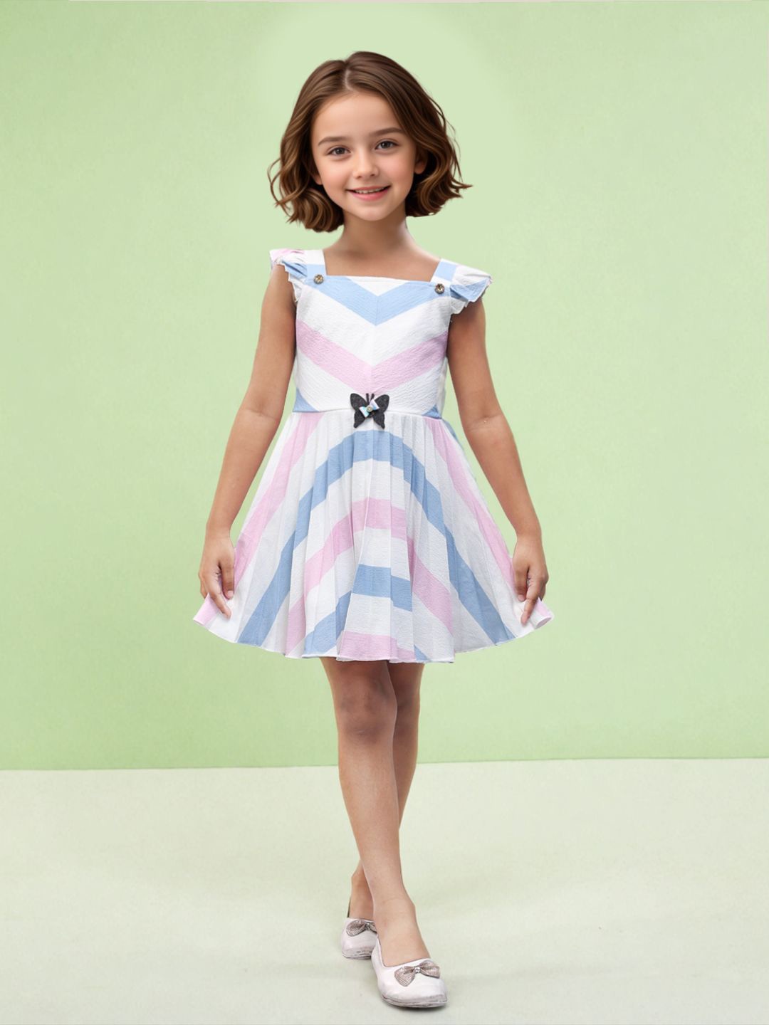 

Toonyport Striped Square Neck Fit & Flare Dress, Multi