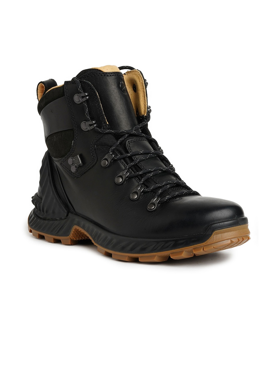

ECCO Men Exohike Leather Outdoor Mid-Top Hiking Boots, Black