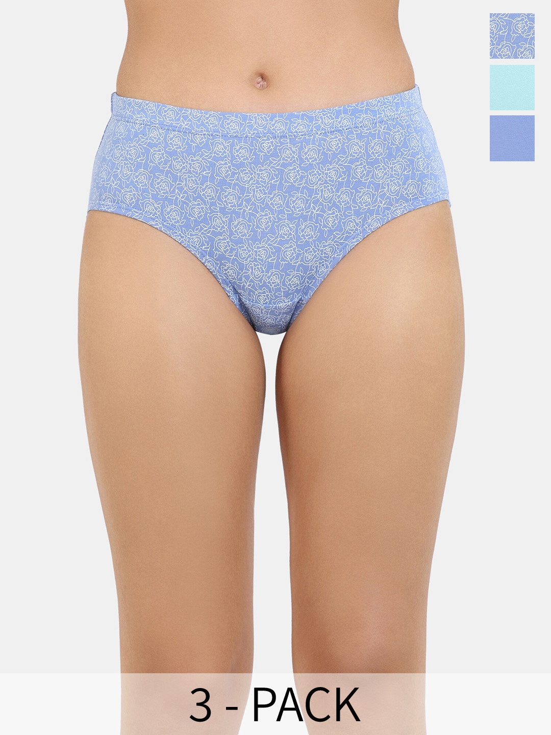 

Zivame Pack Of 3 Printed Hipster Briefs ZI28ALFASHBPINK, Blue