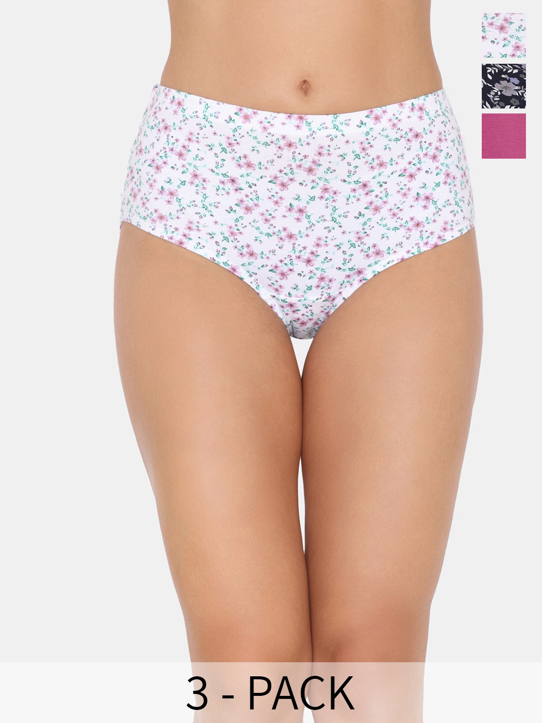 

Zivame Pack Of 3 Printed Hipster Briefs ZI28ALFASHZBLAK, Purple