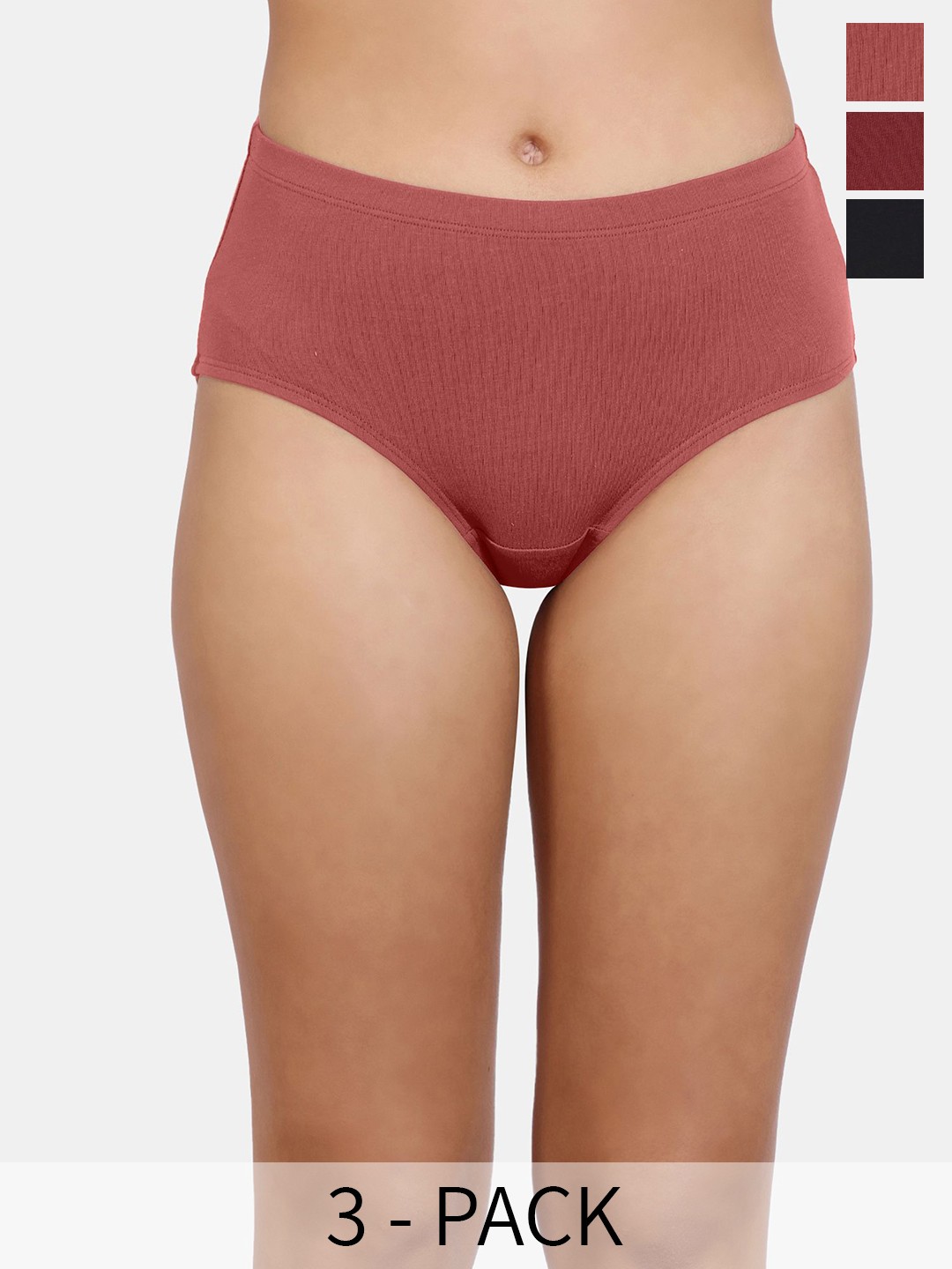 

Zivame Pack Of 3 Hipster Briefs ZI28AMFASHVBMGT, Maroon