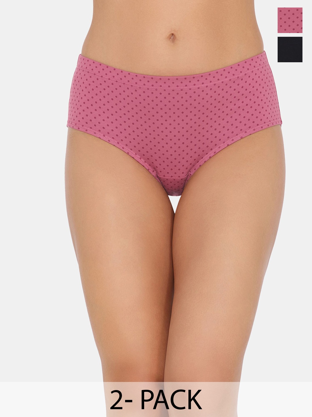 

Zivame Women Mid-Rise Pack of 2 Anti Microbial Briefs -ZI28BLFASHZBLAK, Black