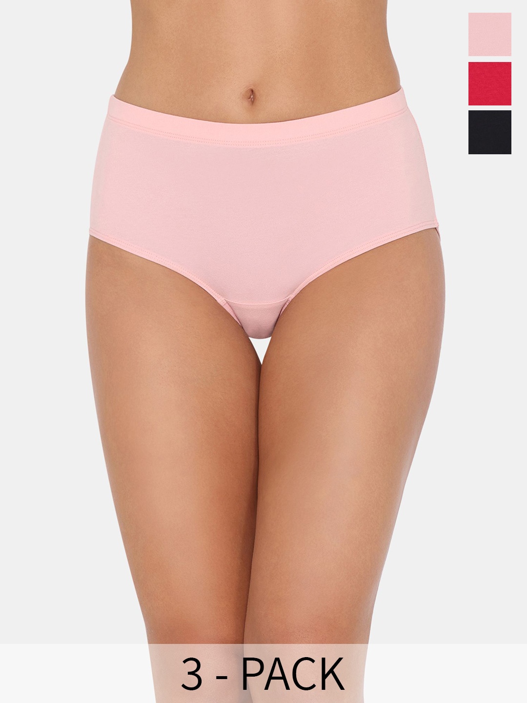 

Zivame Pack Of 3 Hipster Briefs ZI28AWFASHPORNG, Red