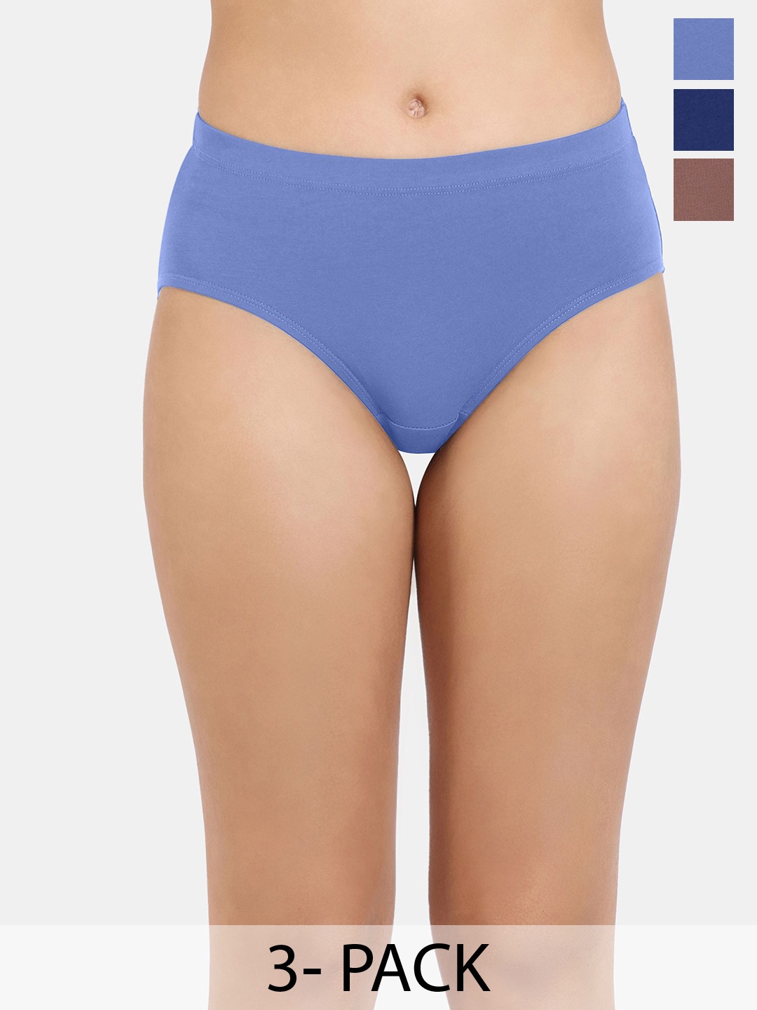 

Zivame Pack Of 3 Hipster Briefs ZI28AWFASHDBRWN, Navy blue