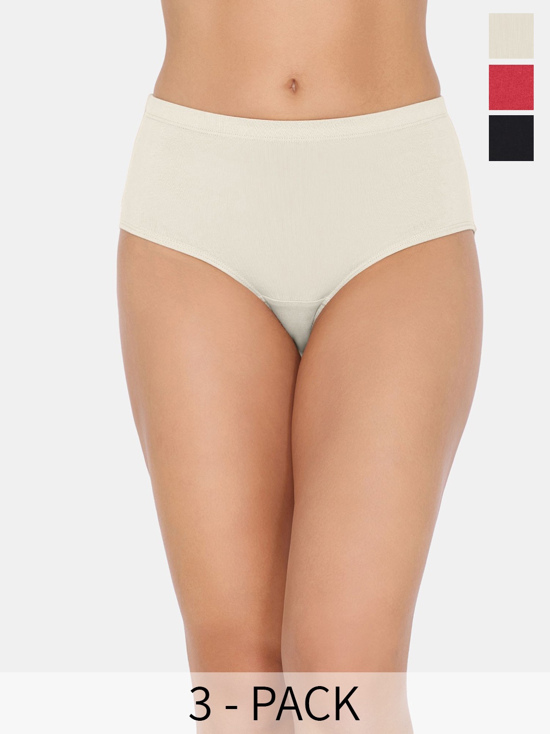 

Zivame Pack Of 3 Hipster Briefs ZI28AWFASHZBLAK, Black