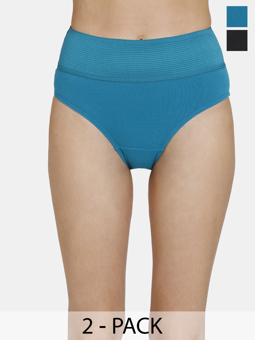 

Zivame Women Mid-Rise Pack of 2 Anti microbial Briefs -ZI28BOFASHRBLAK, Blue