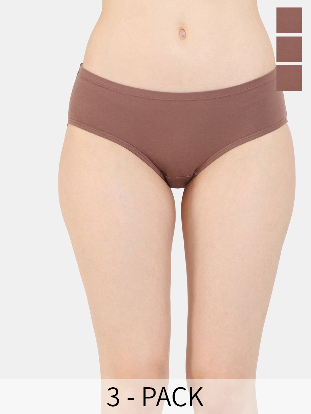 

Zivame Pack Of 3 Bikini Briefs ZI28BGFASHASKIN, Brown