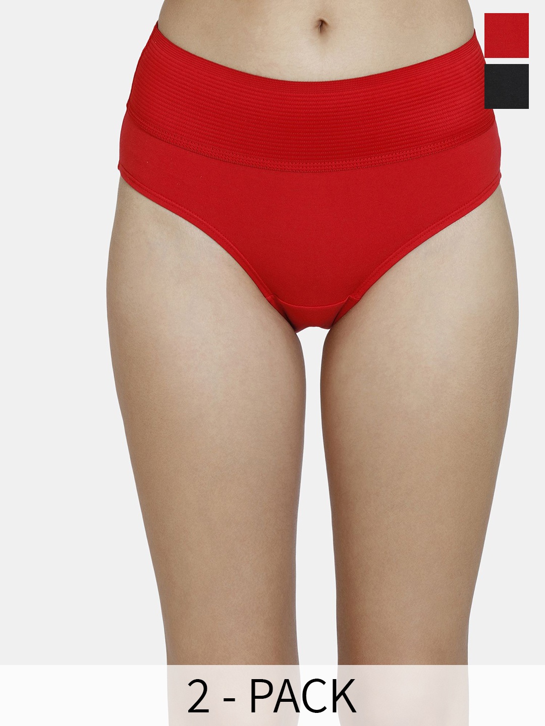 

Zivame Women High-Rise Pack Of 2 Hipster Briefs ZI28BOFASHIGOLD, Red