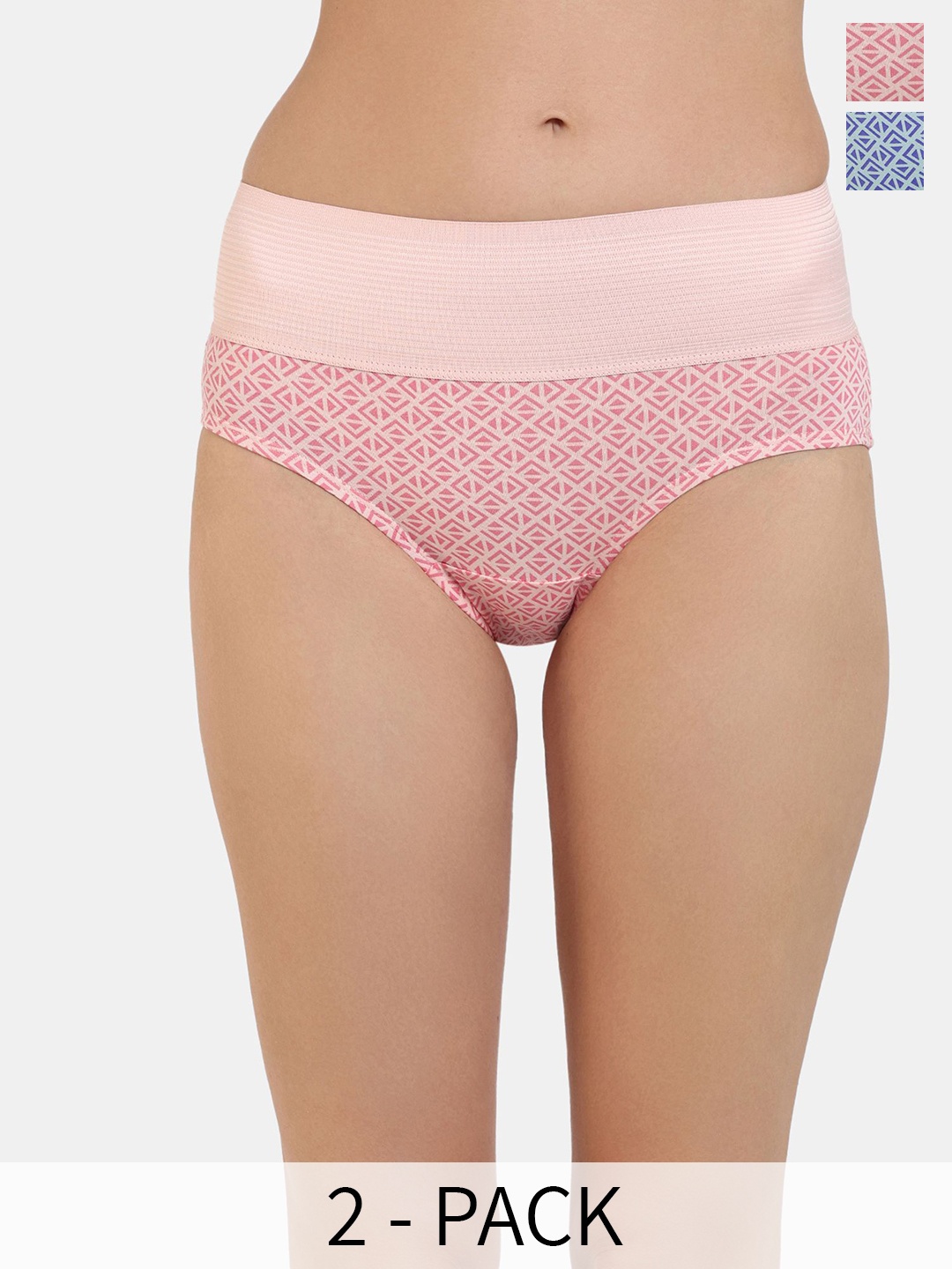 

Zivame Women High-Rise Pack Of 2 Printed Hipster Briefs ZI2693FASHPYELW, Pink