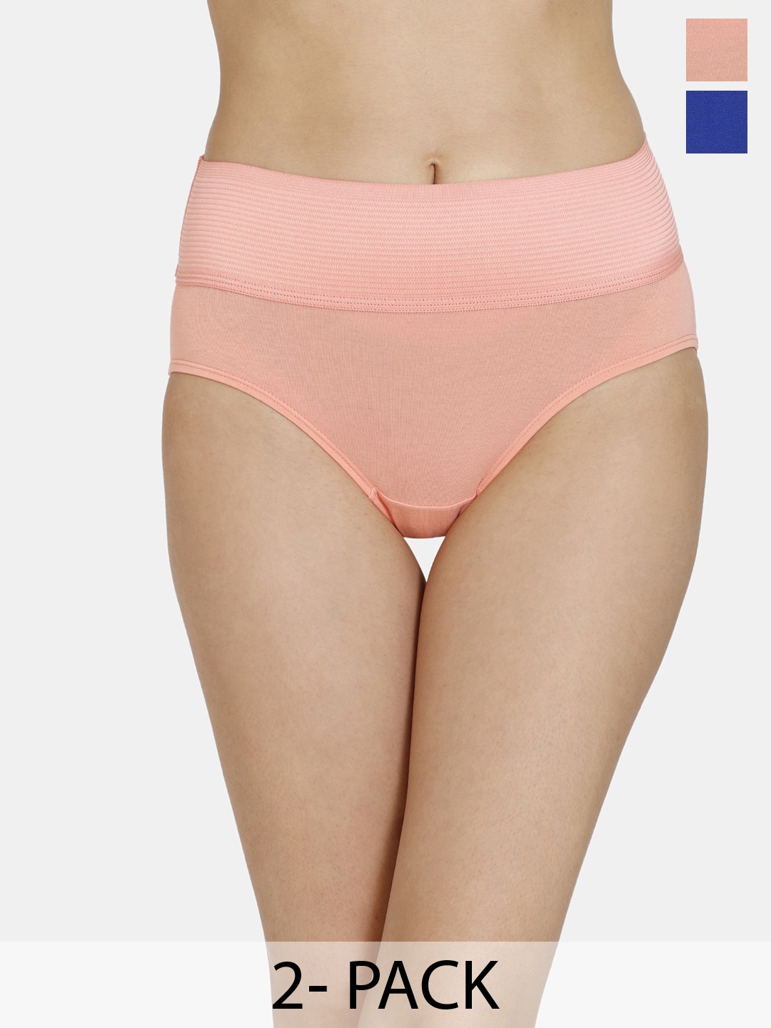 

Zivame Women High-Rise Pack Of 2 Hipster Briefs ZI2684FASH0BLUE, Pink