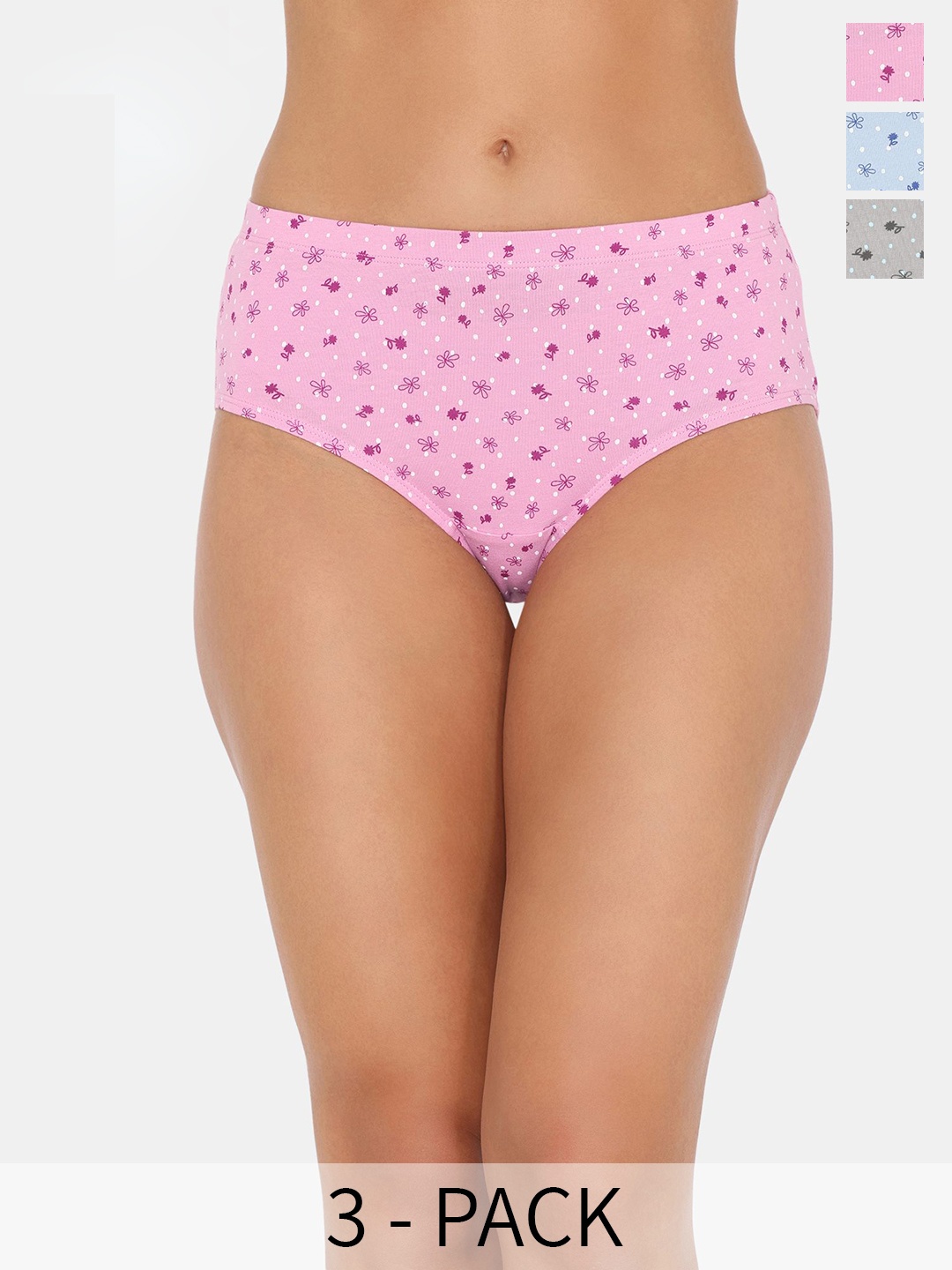 

Zivame Pack Of 3 Printed Hipster Briefs ZI28AMFASHASKIN, Grey
