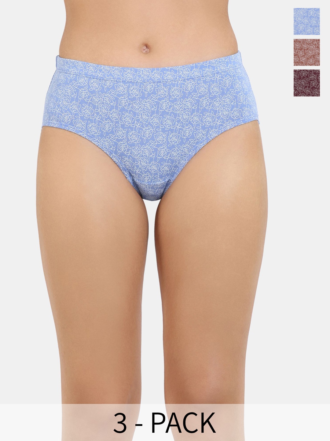 

Zivame Women Mid-rise Pack Of 3 Printed Hipster Briefs ZI28AMFASHDBRWN, Brown