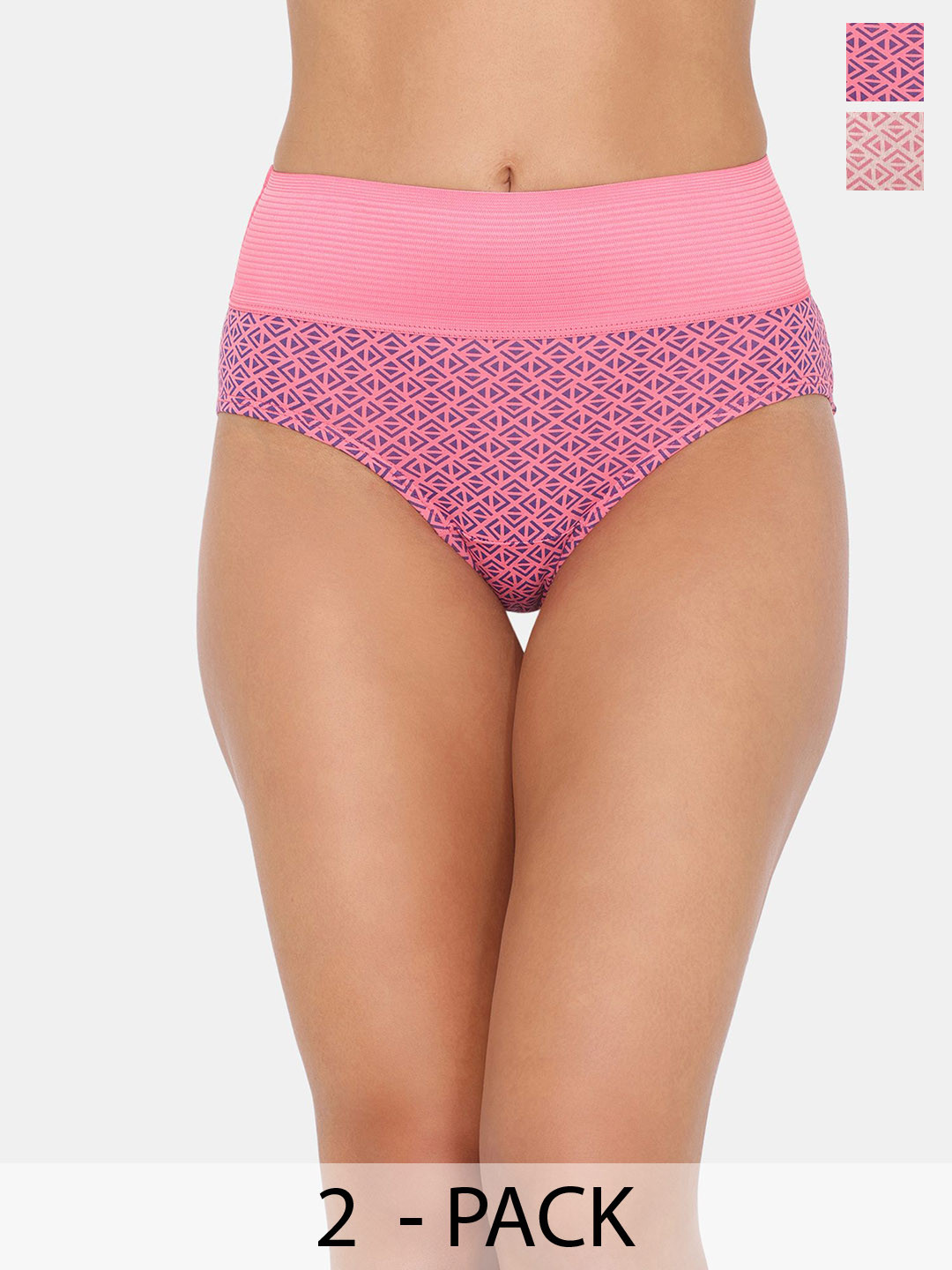 

Zivame Pack Of 2 Printed Hipster Briefs ZI2693FASHPONGE, Pink