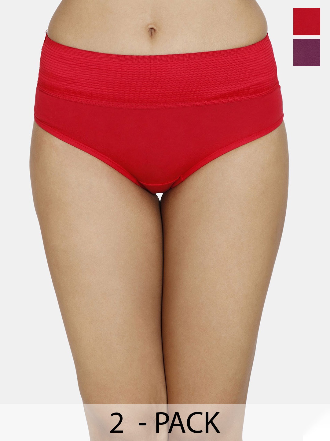 

Zivame Women Mid-Rise Pack Of 2 Cotton Hipster Briefs ZI28BOFASHZWRED, Red