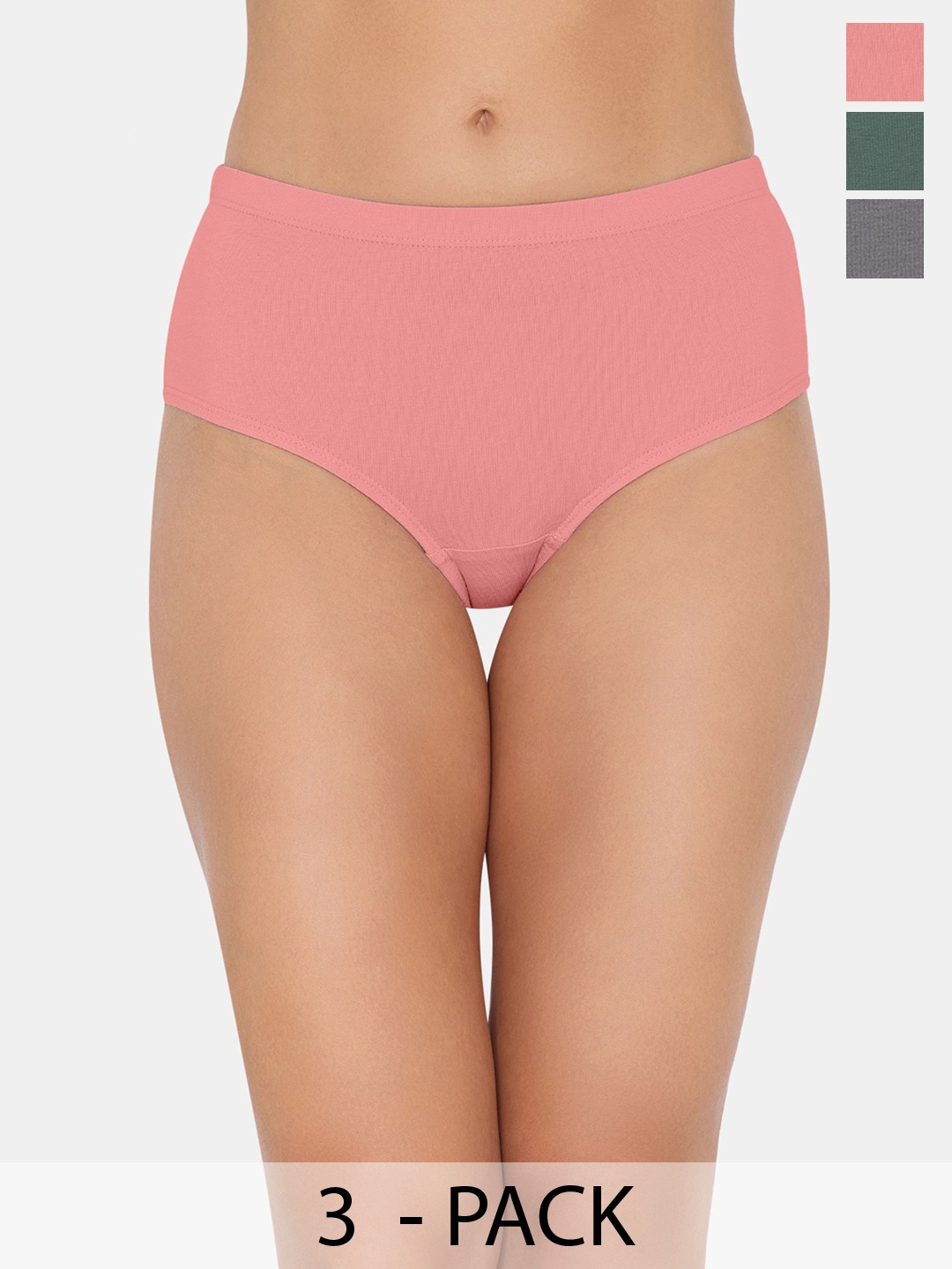

Zivame Pack Of 3 Hipster Briefs ZI28AWFASHAGREN, Green