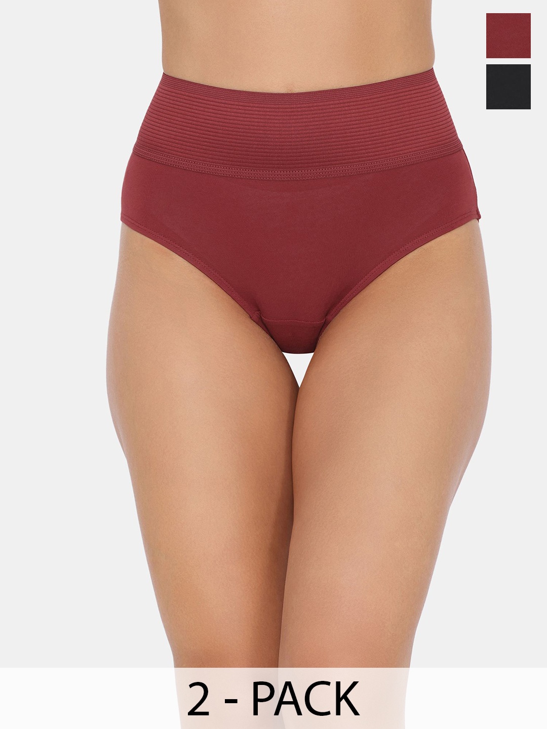 

Zivame Women High-Rise Pack Of 2 Hipster Briefs ZI28ALFASHBPINK, Maroon