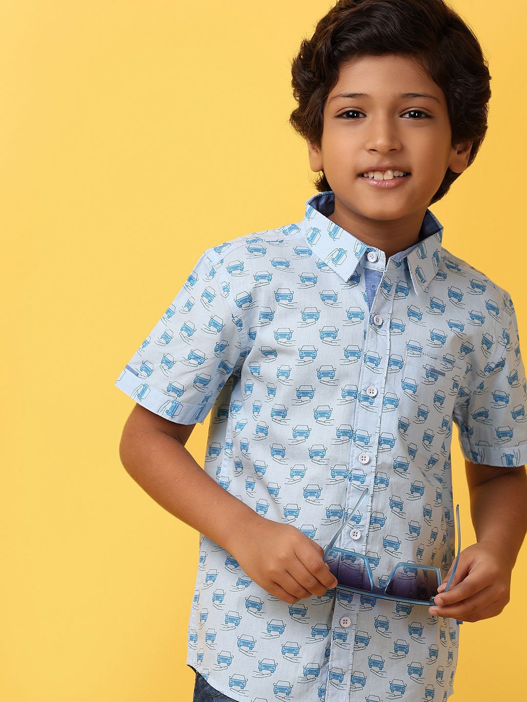 

V-Mart Boys Opaque Printed Casual Shirt, Blue