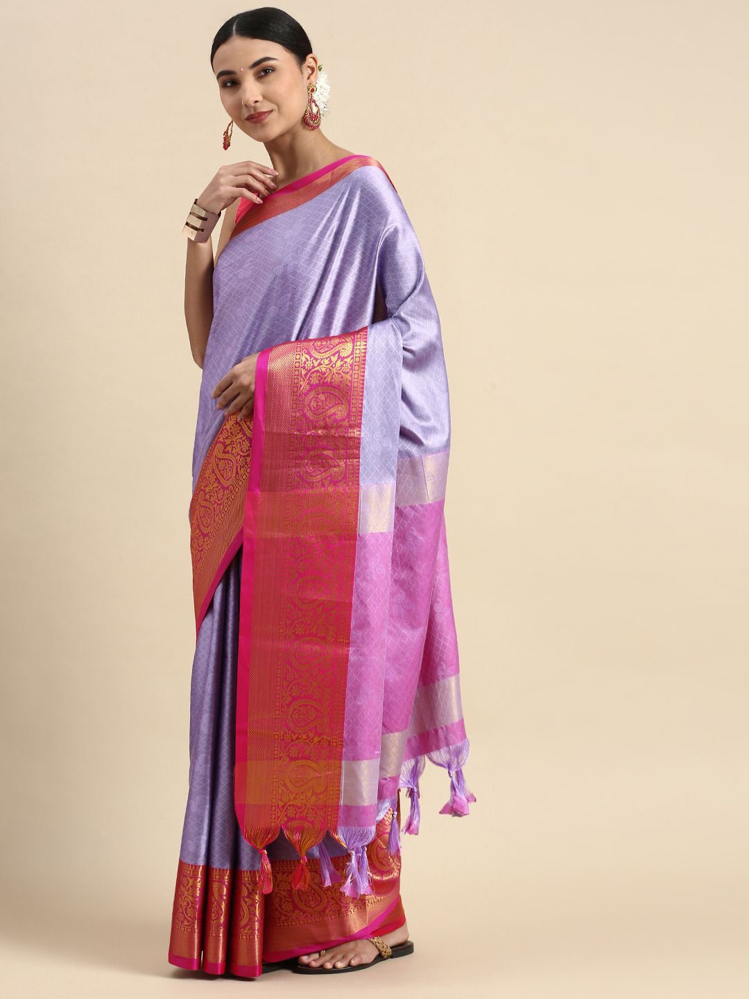 

ASTEYAM Pure Silk Designer Saree, Lavender