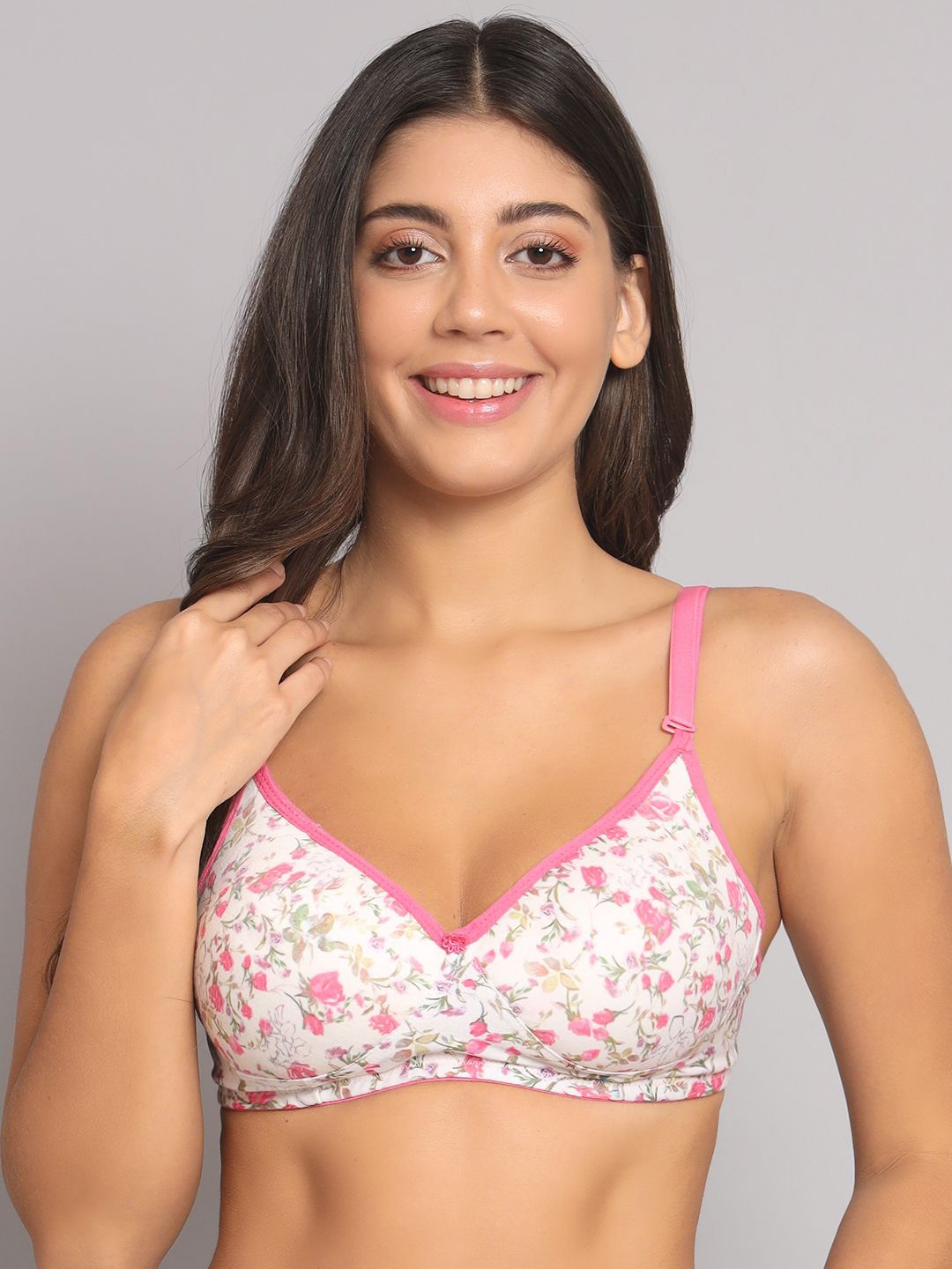 

R Cube Women Floral Medium Coverage Lightly Padded Push-Up Bra, Pink