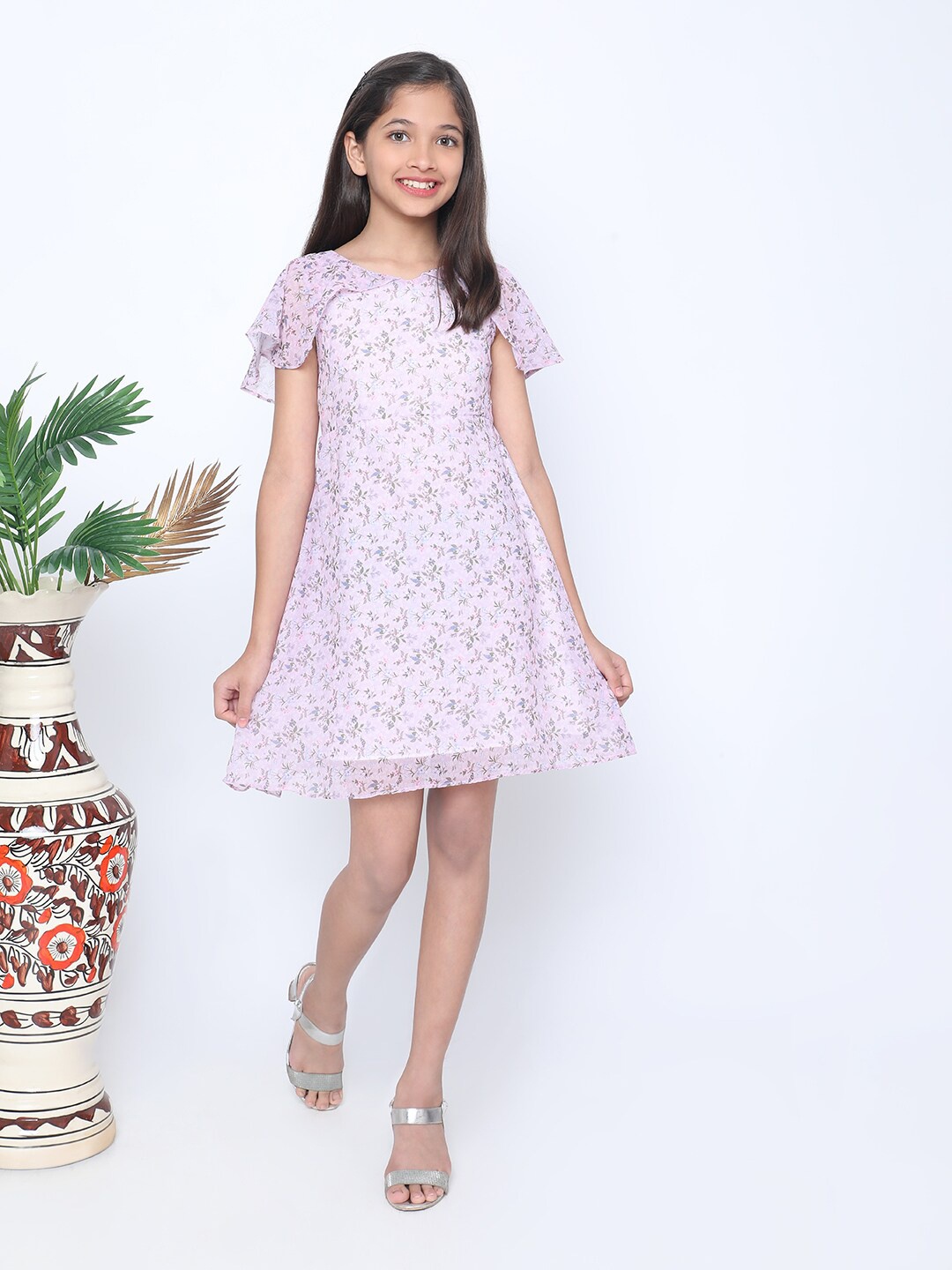 

BAESD Floral Print Cotton A-Line Dress, Lavender
