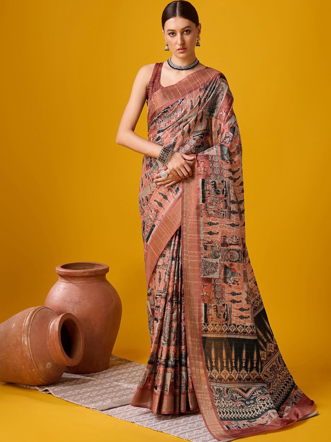 

Fashion Petals Zari Tussar Saree, Brown