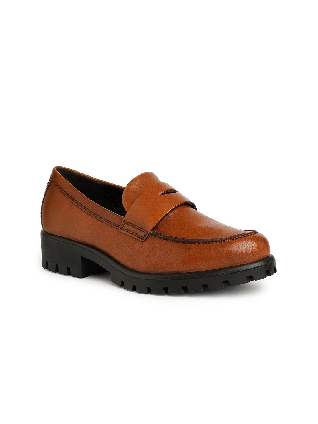 

ECCO Women Modtray Cognac Leather Regular Loafers, Brown