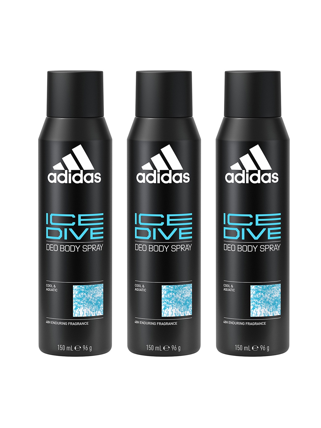 

ADIDAS Men Set Of 3 Ice Dive Long Lasting Deo Body Spray - 96g Each, Black