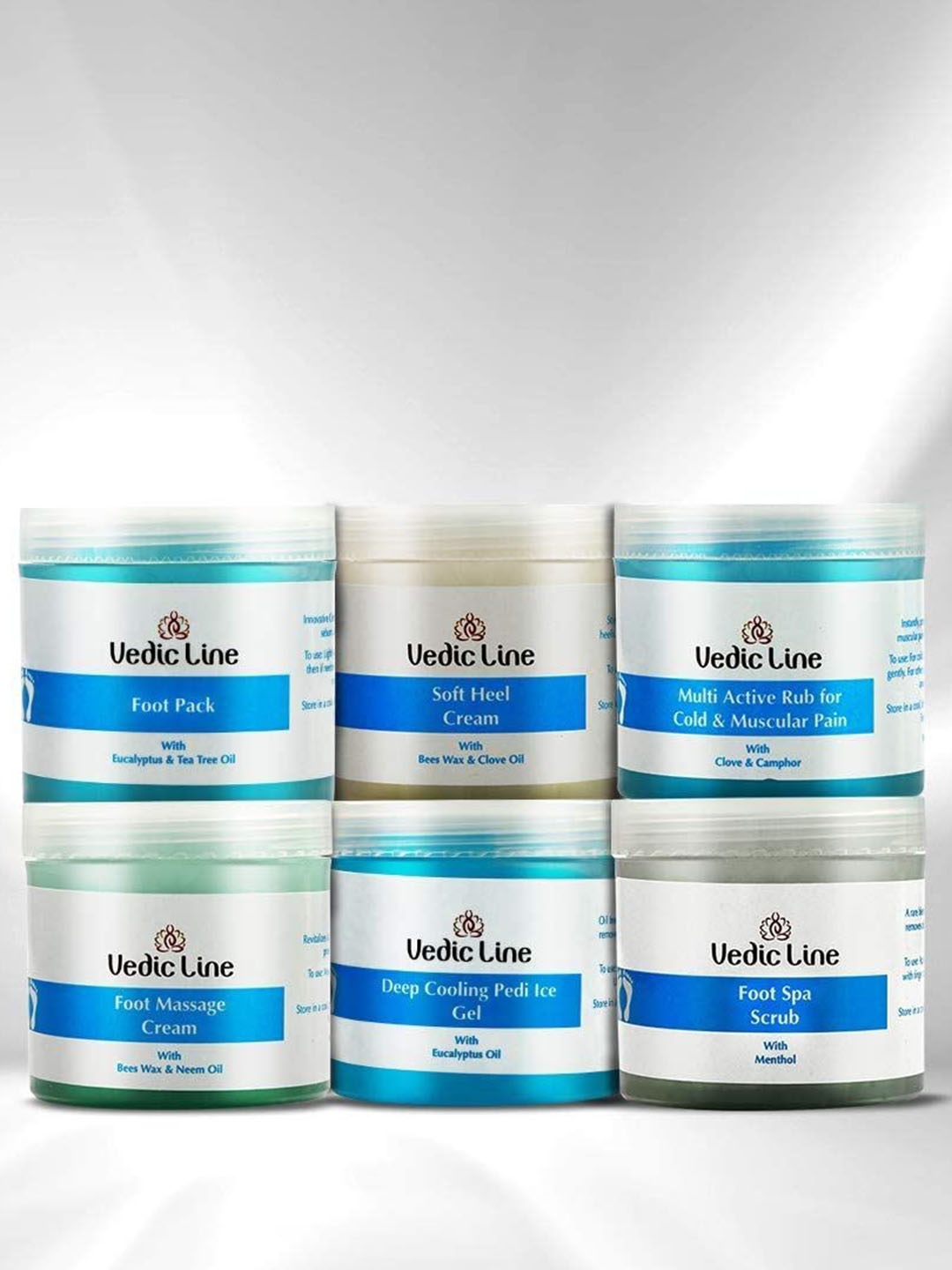 

Vedicline Foot Pack, Muscular Rub, Massage Cream, Ice Gel, Soft Heel Cream & Foot Scrub, Multi