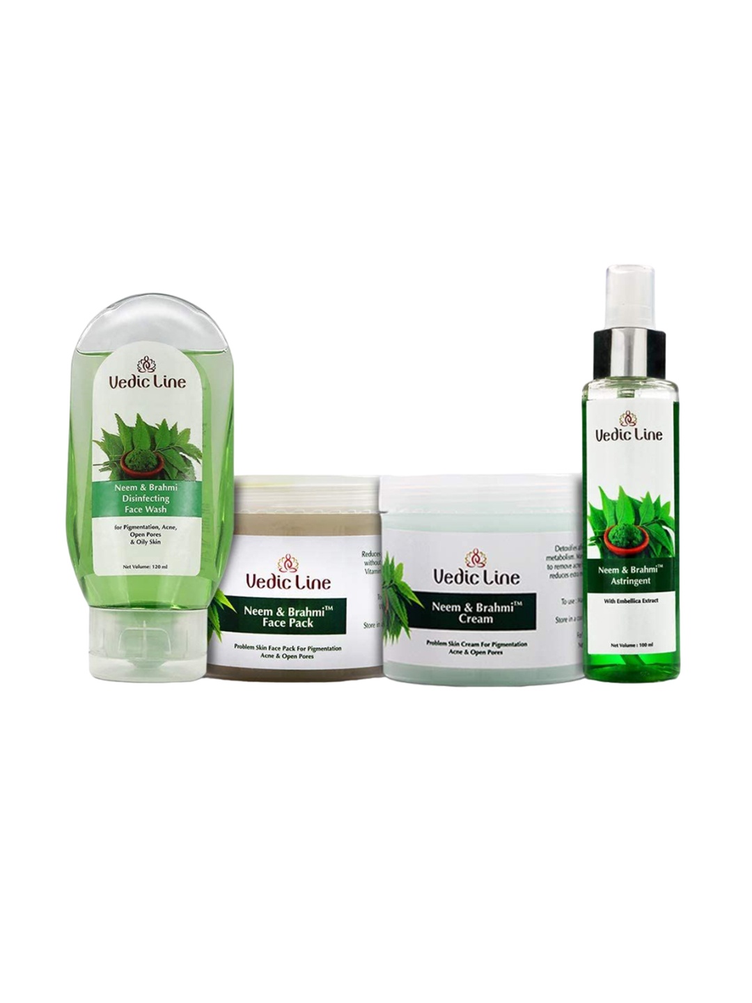 

Vedicline Neem & Brahmi Face Wash, Pack, Cream & Astringent Combo, Multi