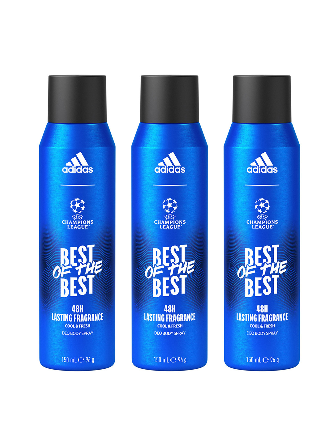 

ADIDAS Men Set Of 3 UEFA Best of the Best Long Lasting Deo Body Sprays - 96g Each, Blue