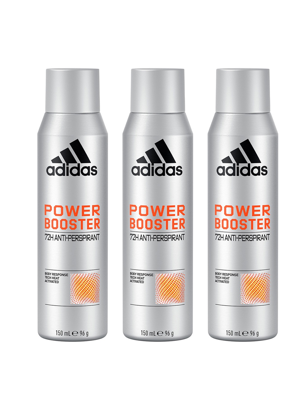 

ADIDAS Men Set Of 3 Power Booster 72H Anti-Perspirant Deodorants - 96g Each, Grey