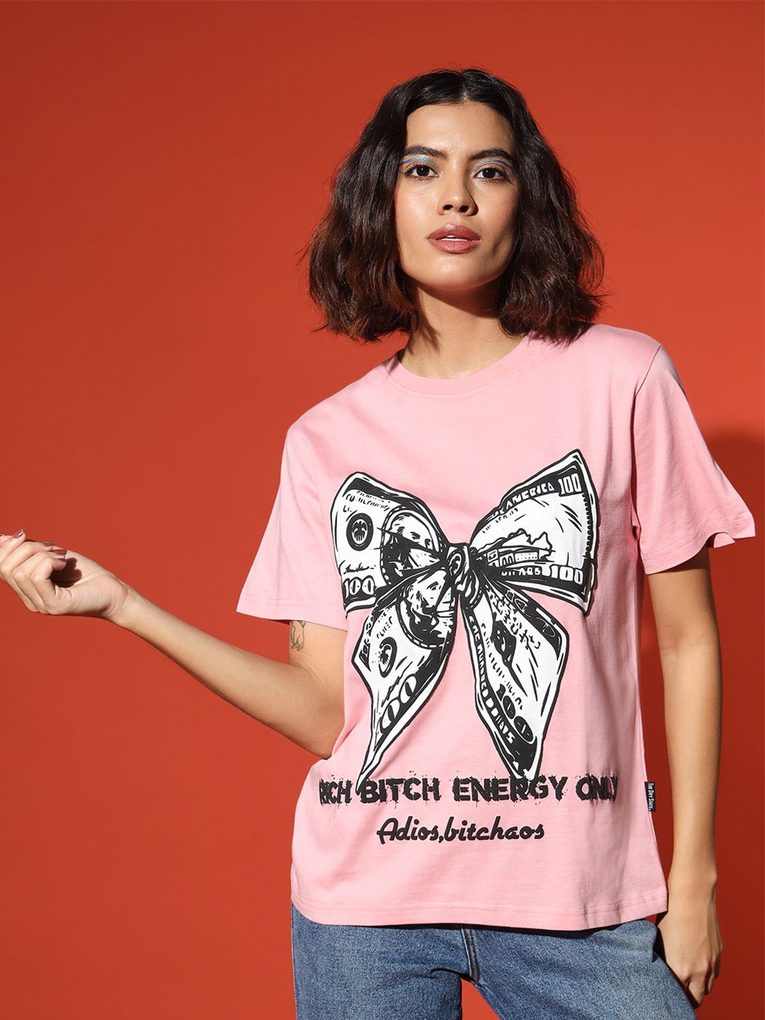 

The Dry State Women Graphic Printed Round Neck T-shirt, Pink