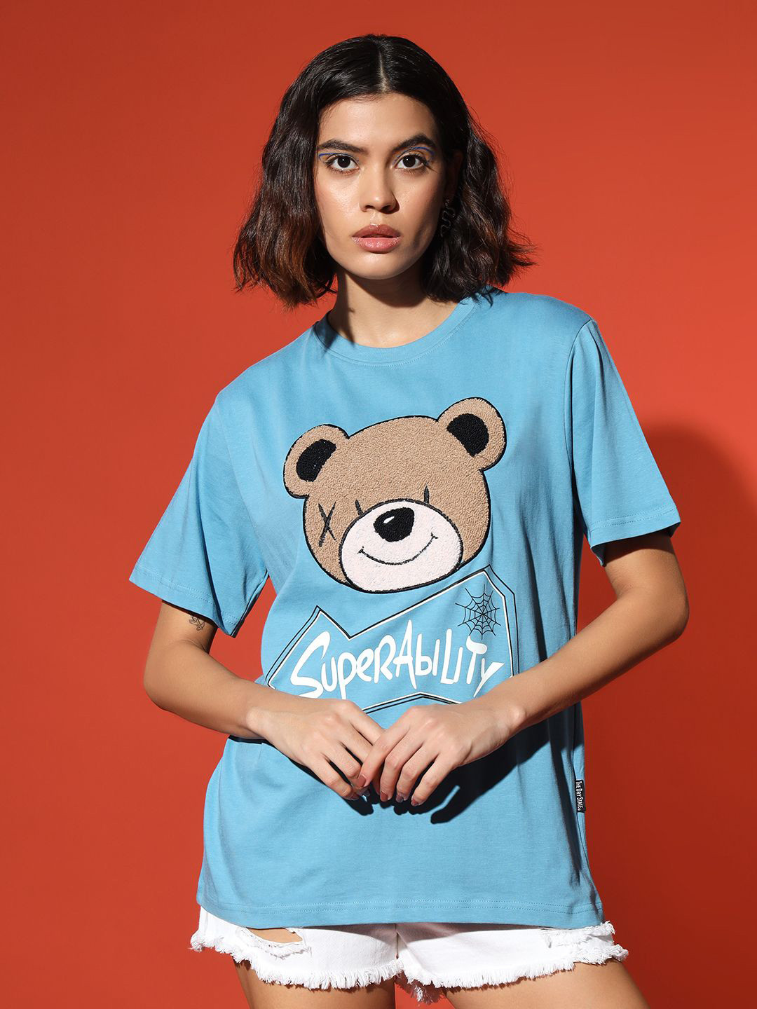 

The Dry State Women Graphic Embroidered T-shirt, Blue