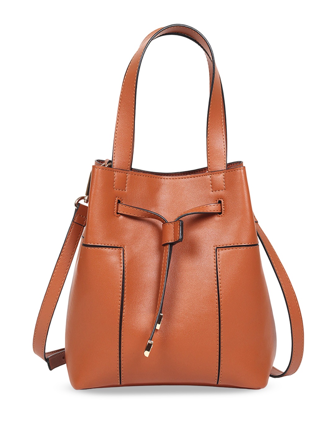 

White Lily PU Structured Shoulder Bag with Quilted, Tan