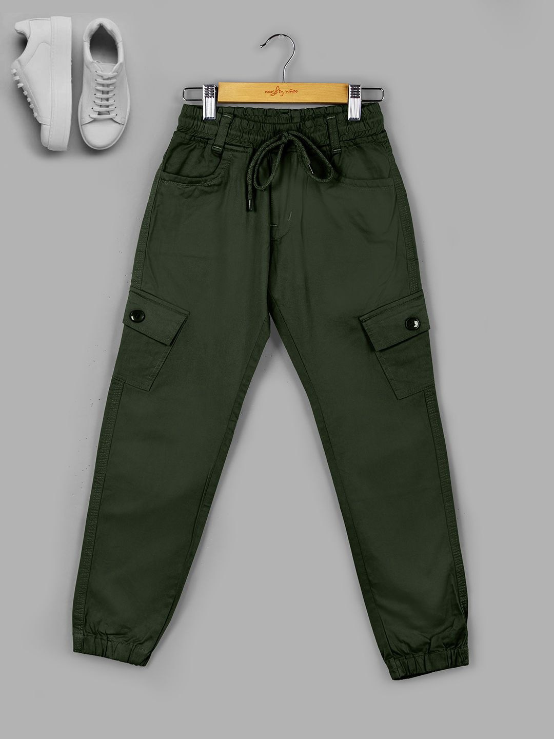 

Naughty Ninos Boys Relaxed Loose Fit Cargos Trousers, Olive