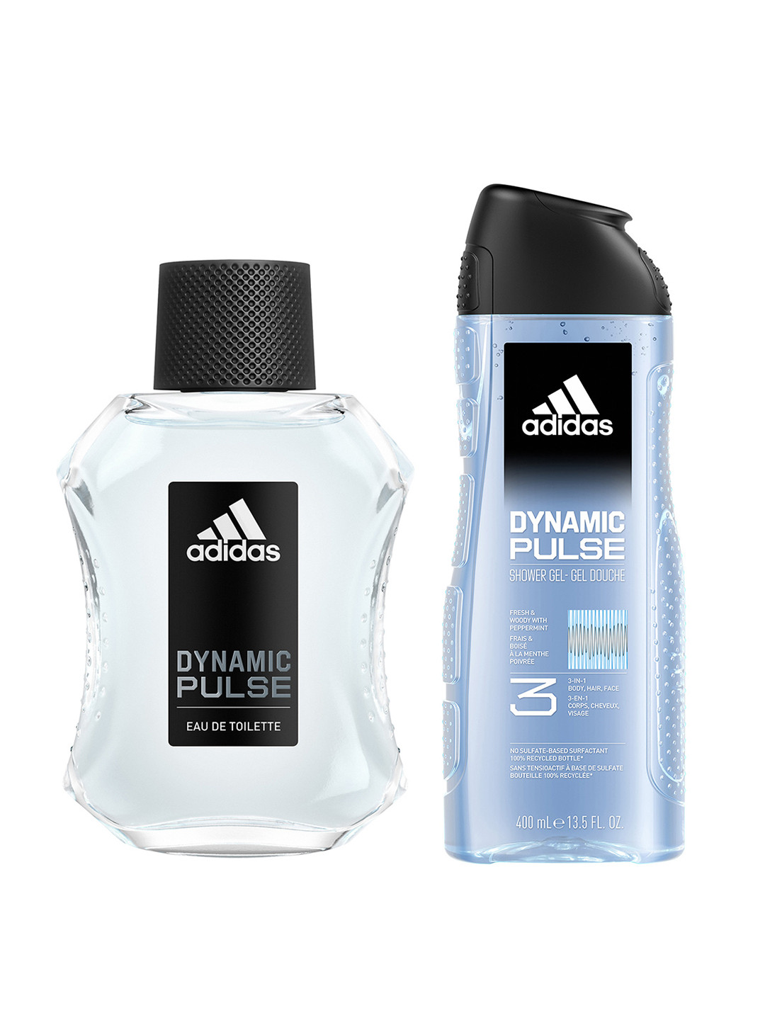 

ADIDAS Men Set of Dynamic Pulse Eau De Toilette - 100 ml & Shower Gel - 400 ml, Transparent