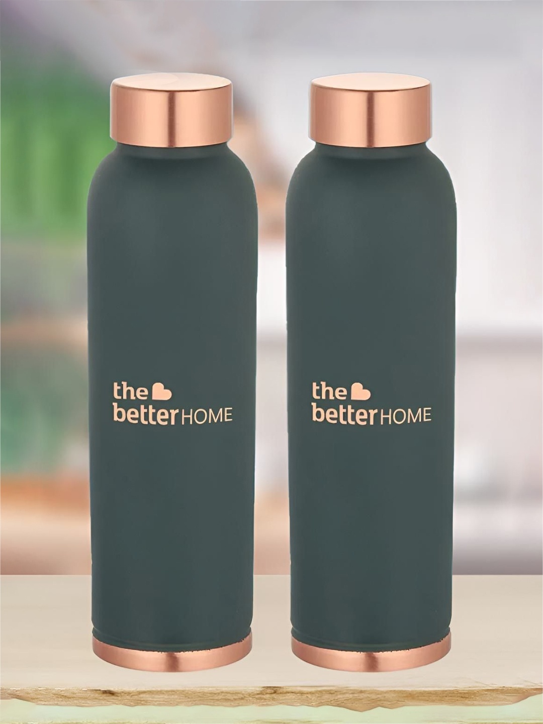 

The Better Home Teal Green 2 Pieces Copper Water Bottle 1 Litre