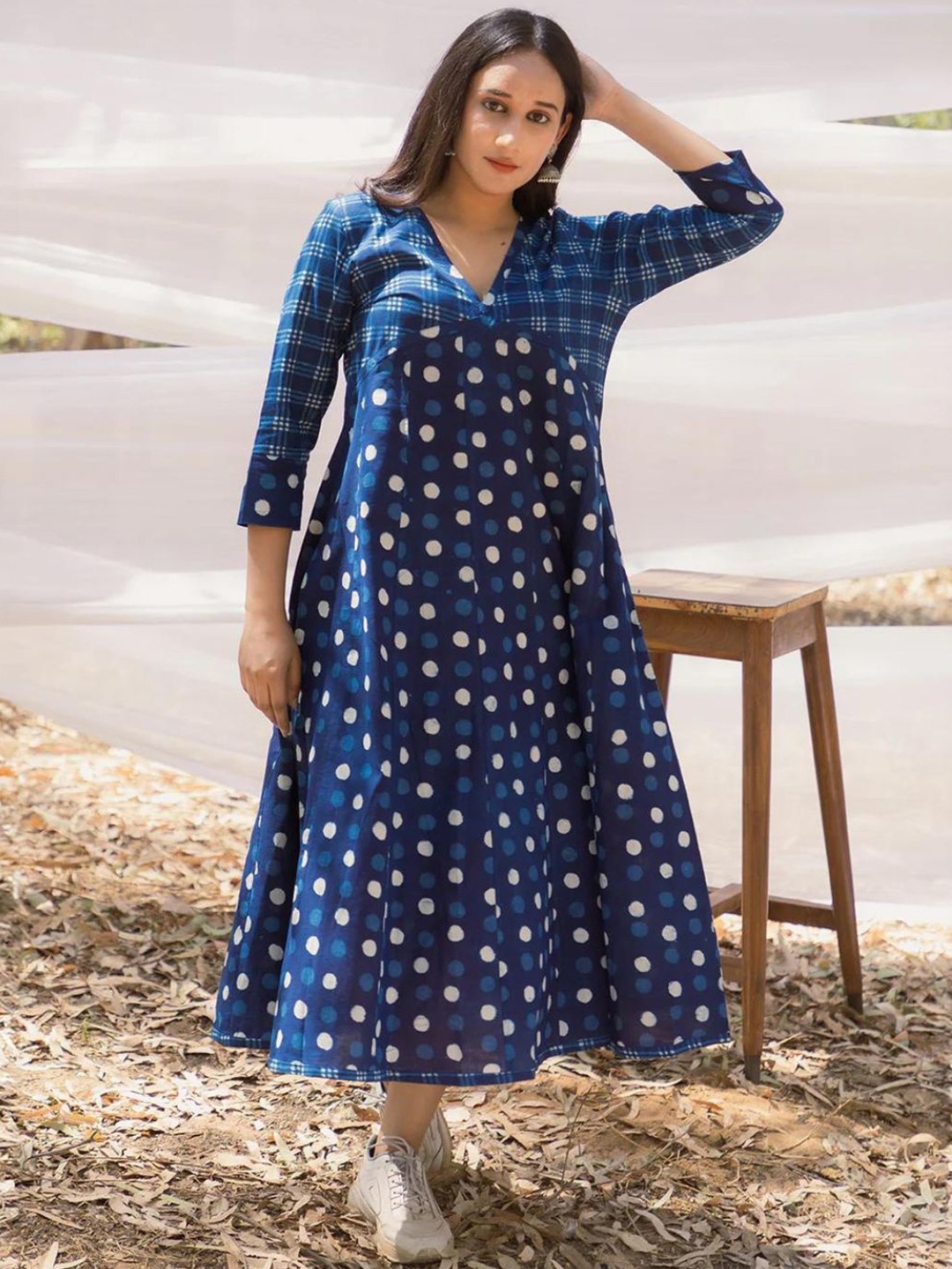 

Mera Rang Floral Print A-Line Midi Dress, Blue