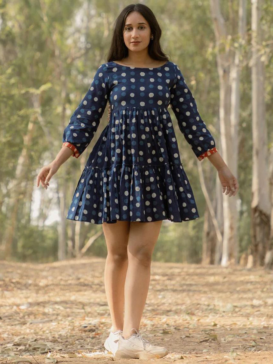 

Mera Rang Floral Print A-Line Dress, Blue