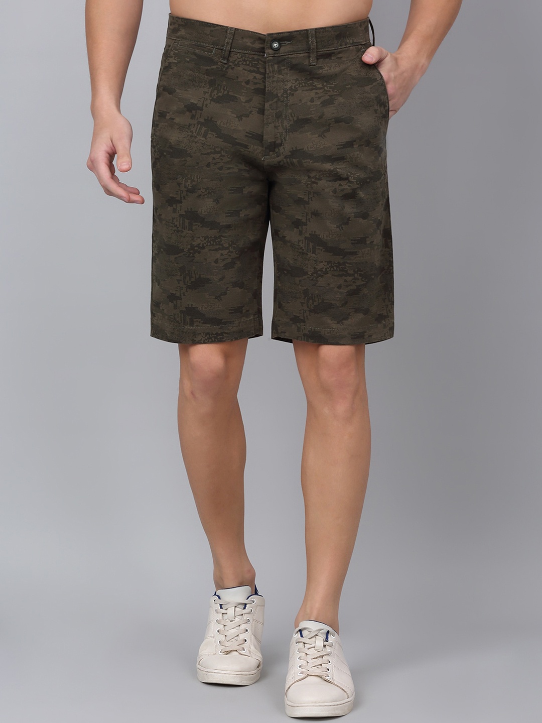 Cantabil Men Camouflage Printed Shorts, Olive