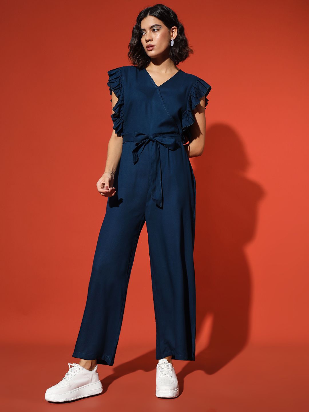 

The Dry State Solid V neck Basic Jumpsuit, Teal