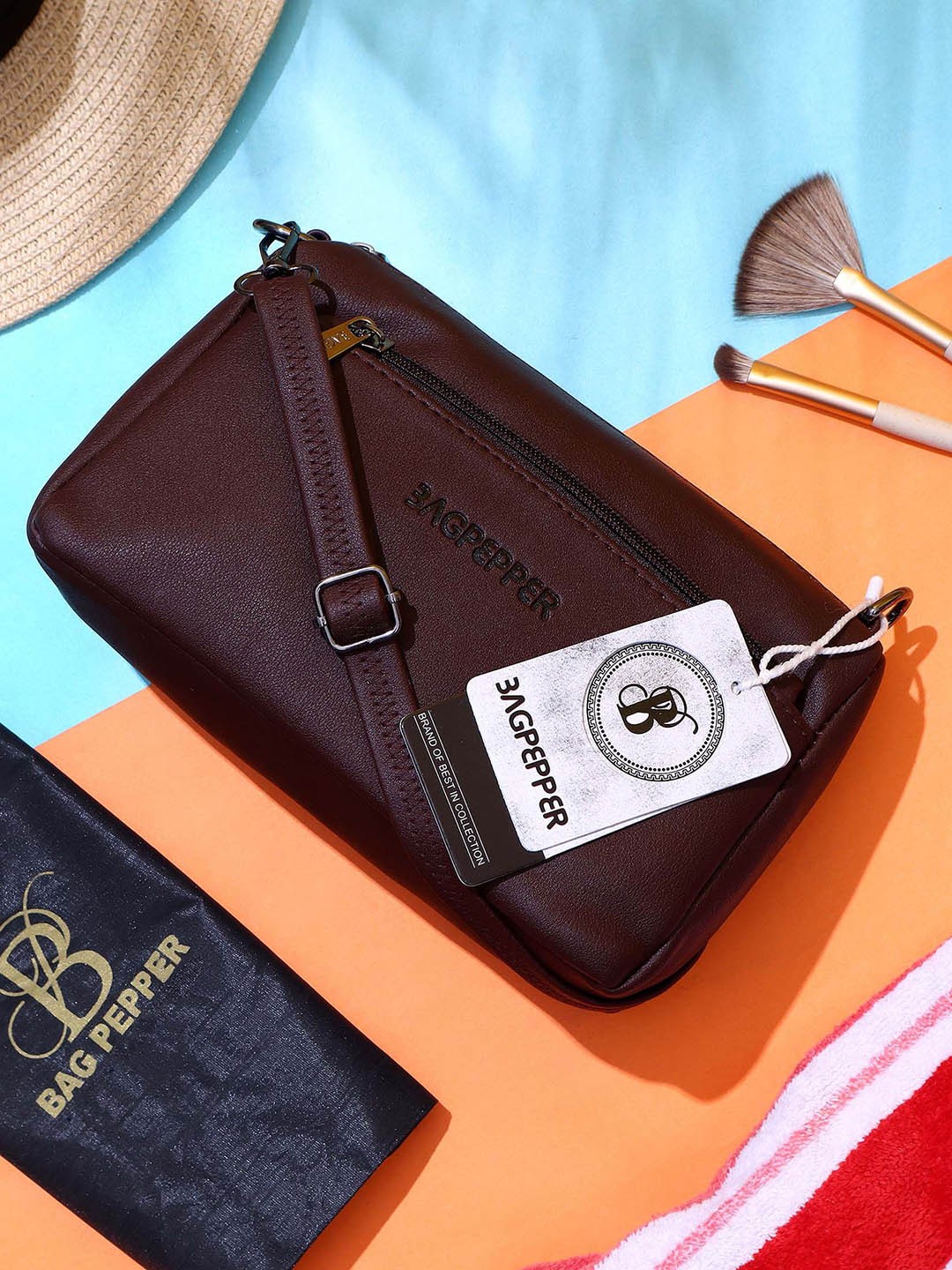 

Bag Pepper PU Structured Sling Bag, Brown