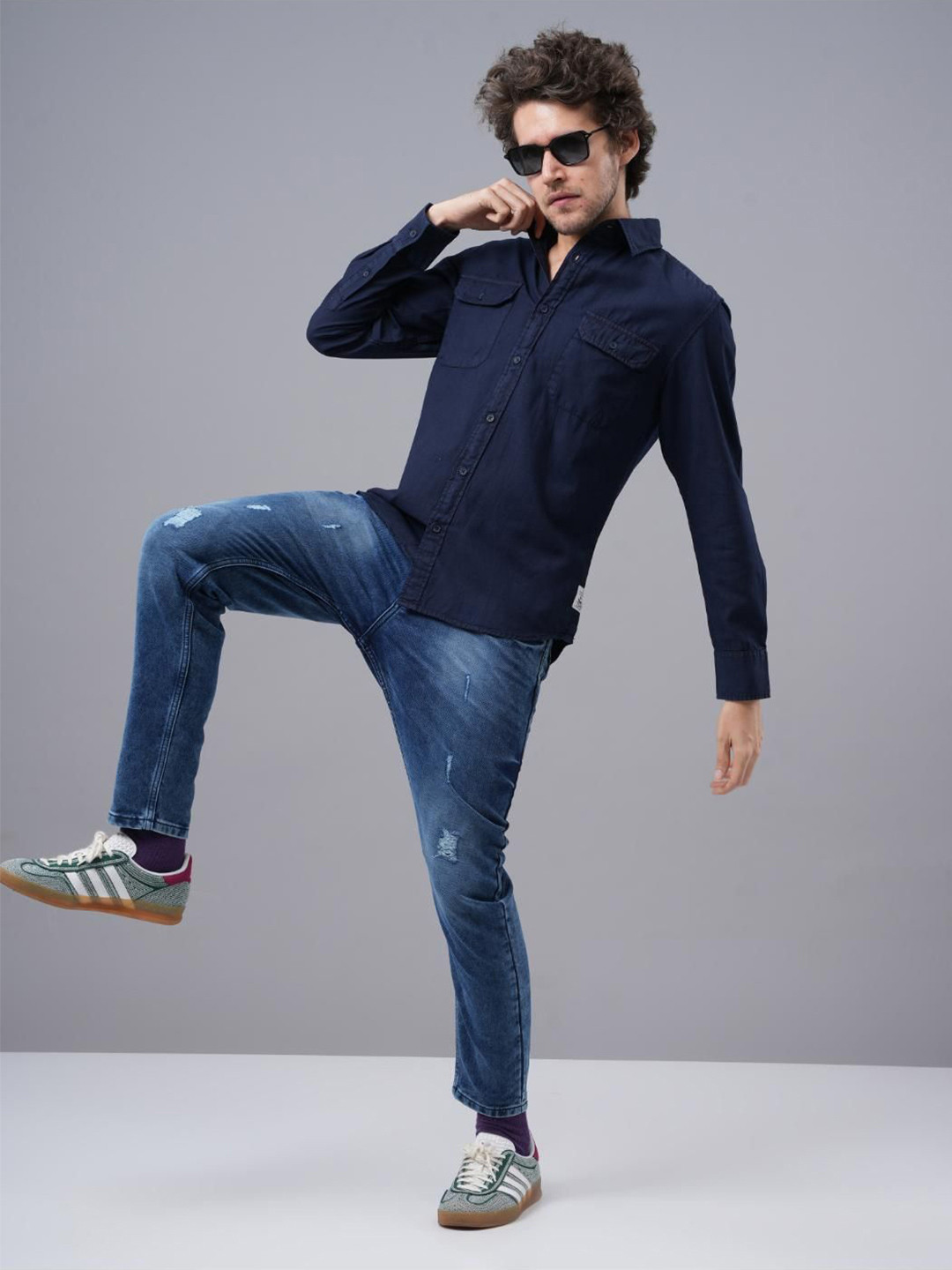 

Jean Cafe Men Solid Premium Slim Fit Opaque Casual Shirt, Navy blue