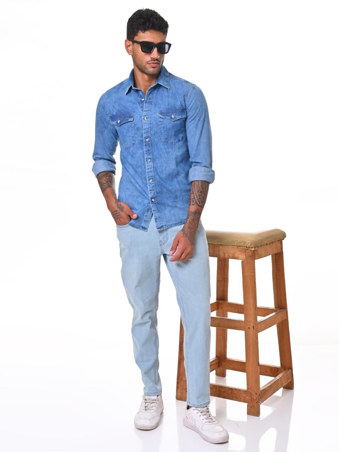 

Jean Cafe Men Solid Premium Slim Fit Opaque Casual Shirt, Blue