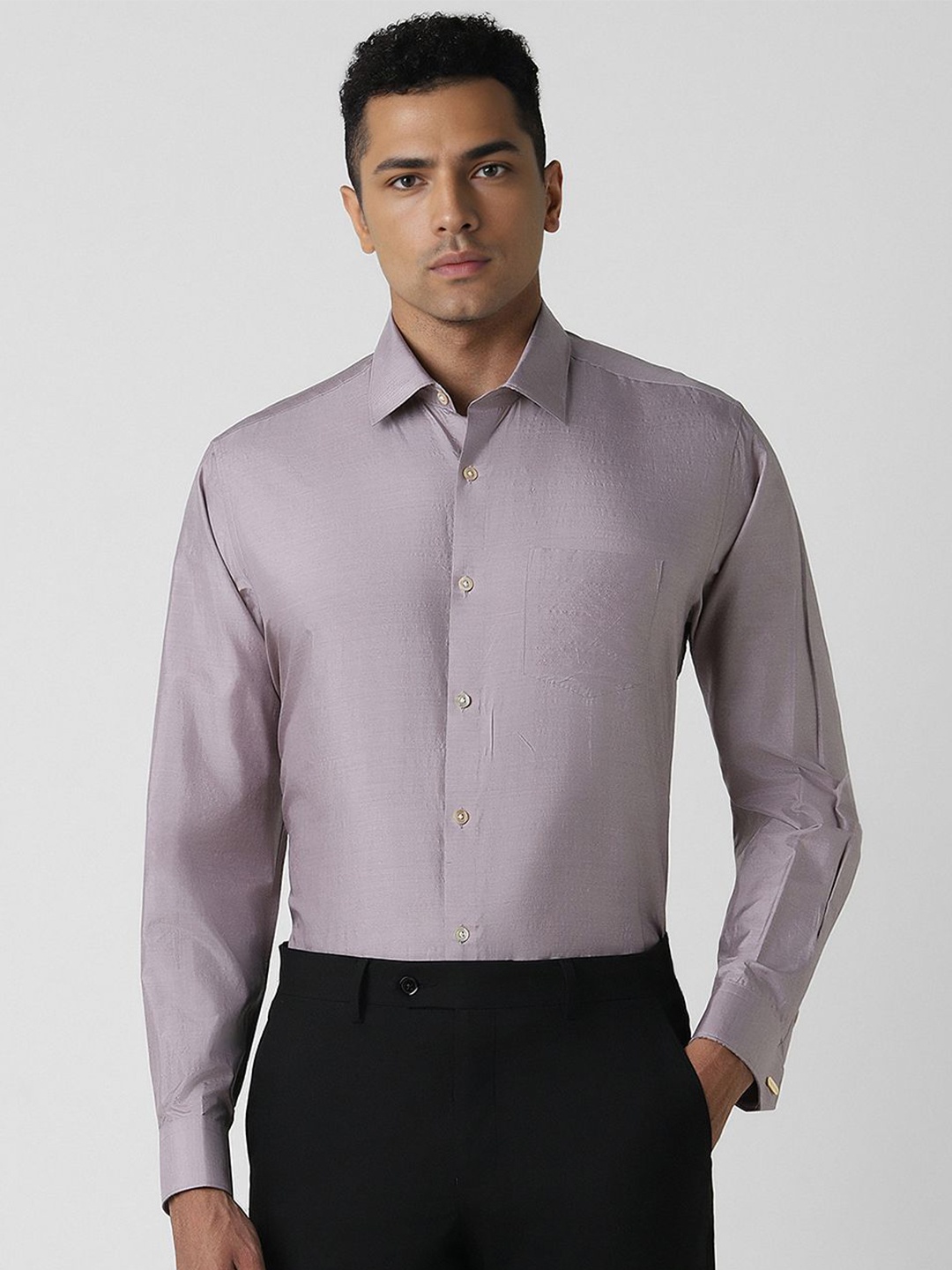 

Van Heusen Men Spread Collar Long Sleeves Formal Shirt, Grey